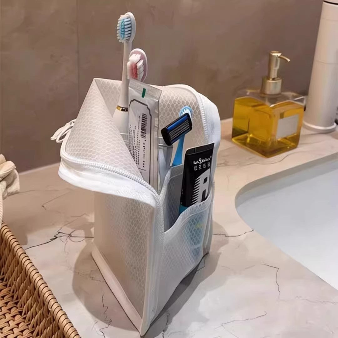 Portable travel toiletry bag.