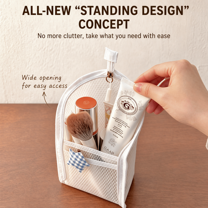 Portable travel toiletry bag.